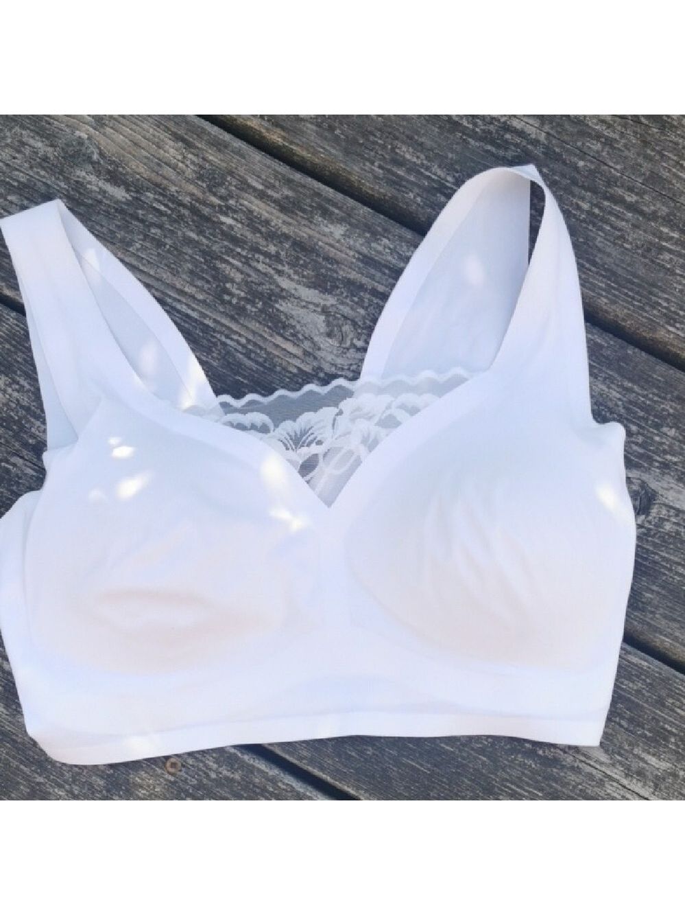 Rhonda Shear white bodybra with lace insert bridal. Style #9597 Size Small